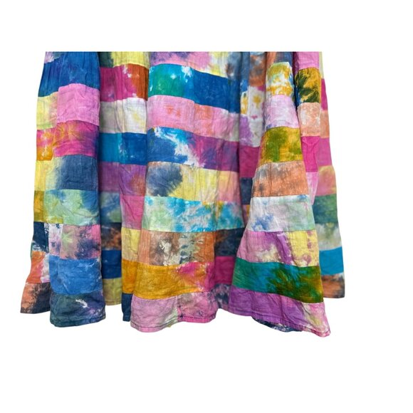 Serengeti Patchwork Tie Dye Maxi Skirt Womens XL Multicolor Boho Gypsy Festival - Picture 13 of 14